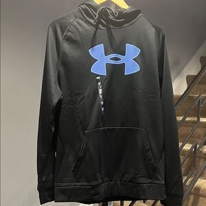 Under Armour Black Hoodie with Blue Emblem